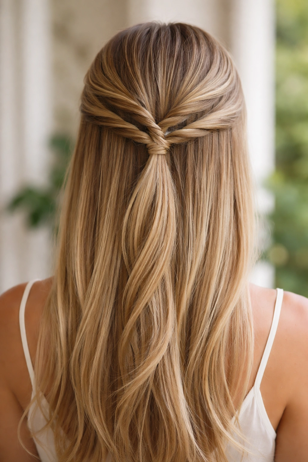 Three front twists pulled back to a central point on the head