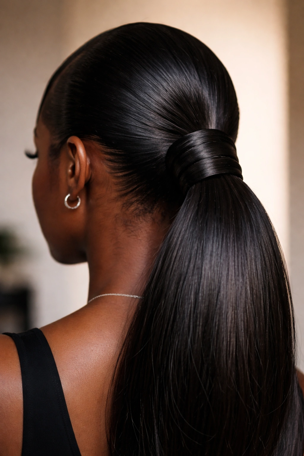 Ponytail base with three hair-wrapped sections creating a cuff
