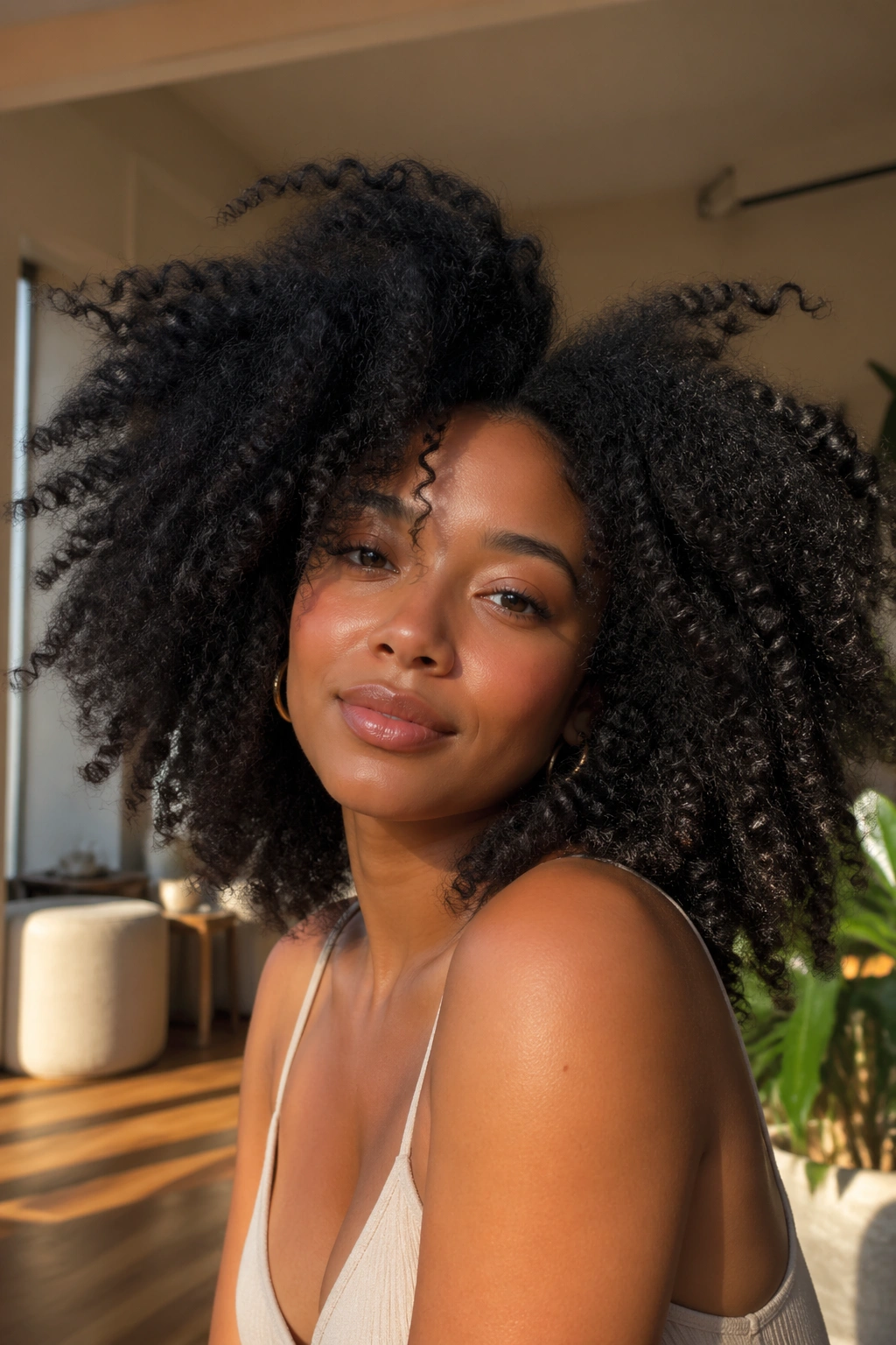 Full cloud-like twist-out with visible texture on a real person
