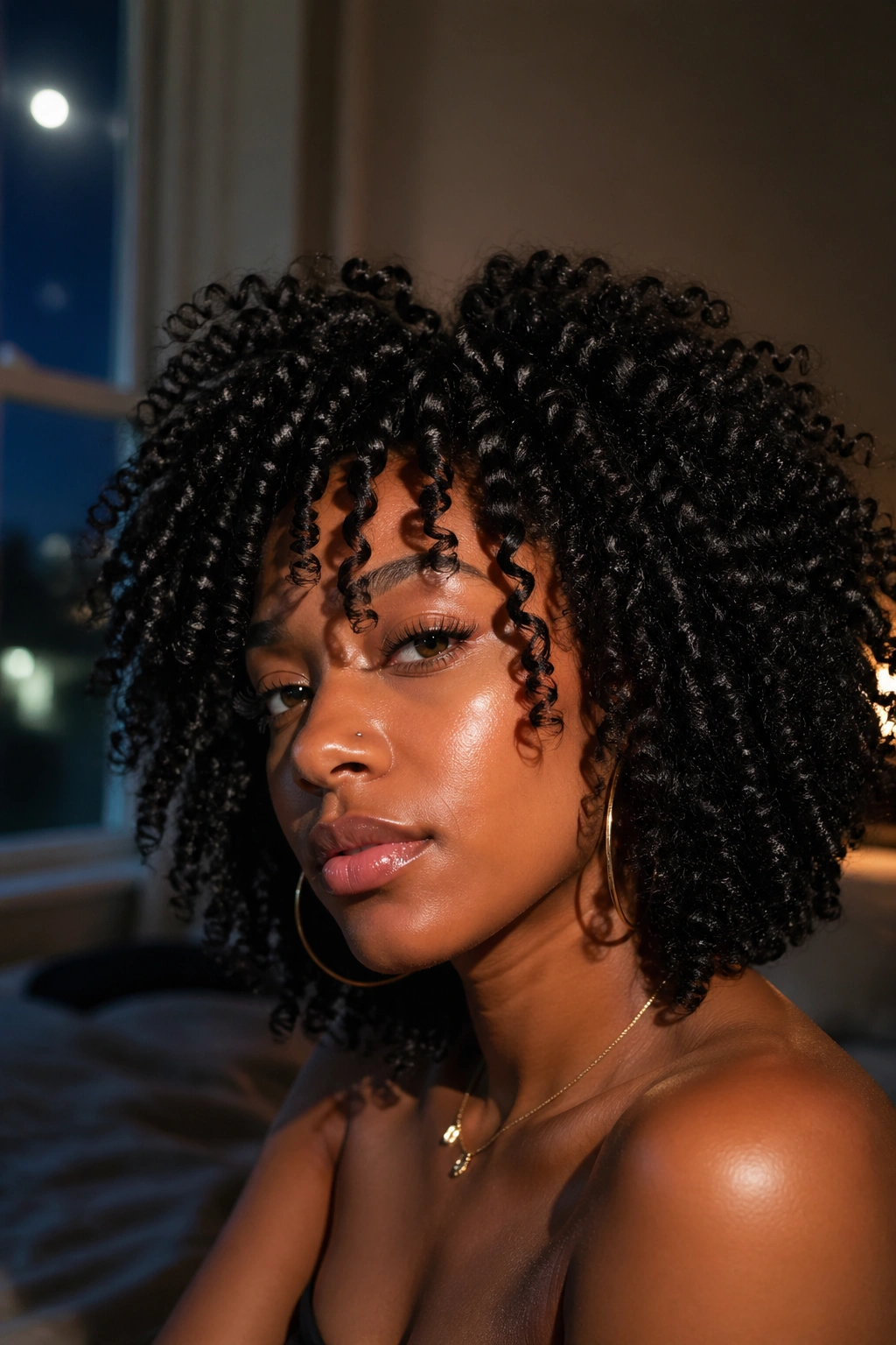 Real person with a defined twist-out and voluminous curls