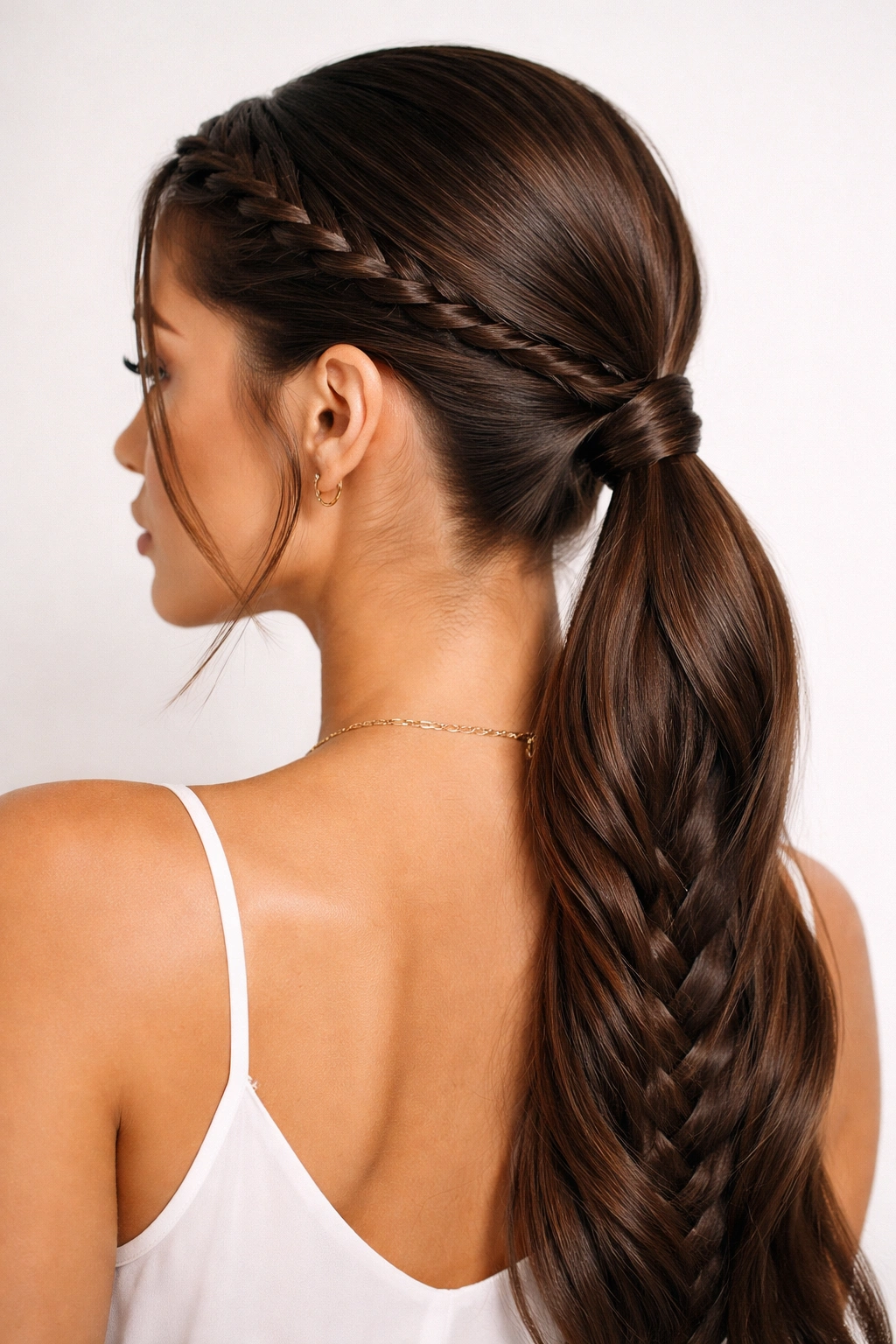 Twisted crown with rope twists leading into a braided ponytail