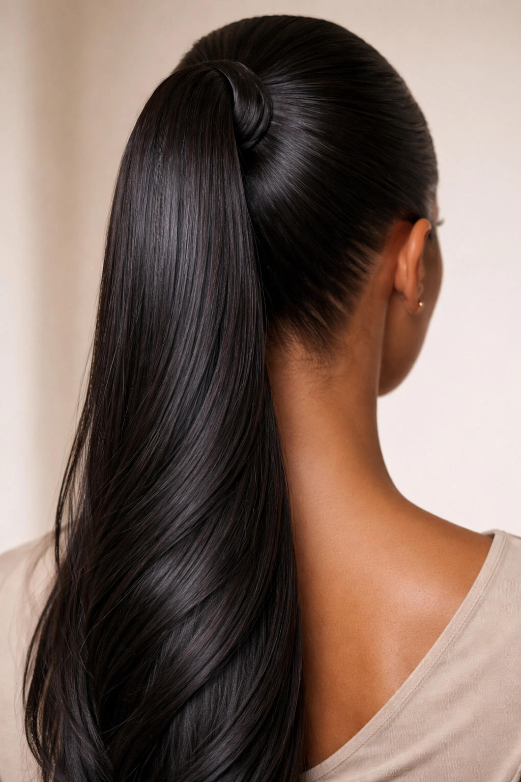 Twisted-base sleek pony with rope-like base texture