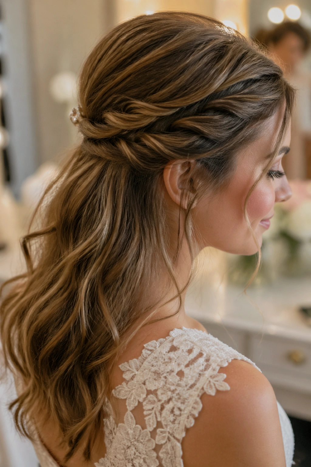 Side profile twisted braids with hidden clip
