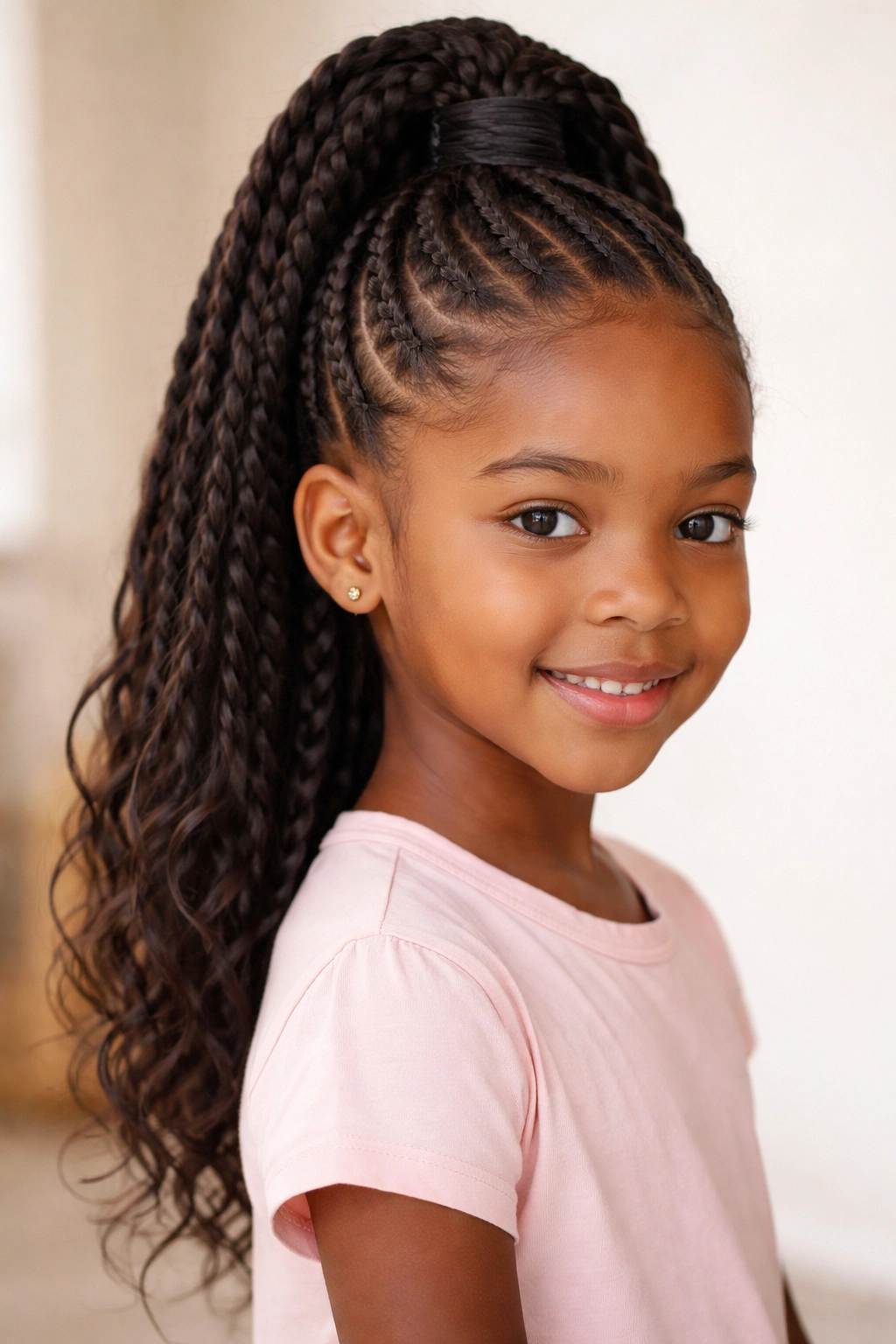 Two-strand twists forming a high ponytail base with geometric silhouette