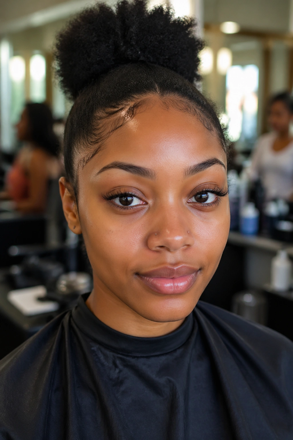 Hairline prepped with edge gel on a real person in a salon