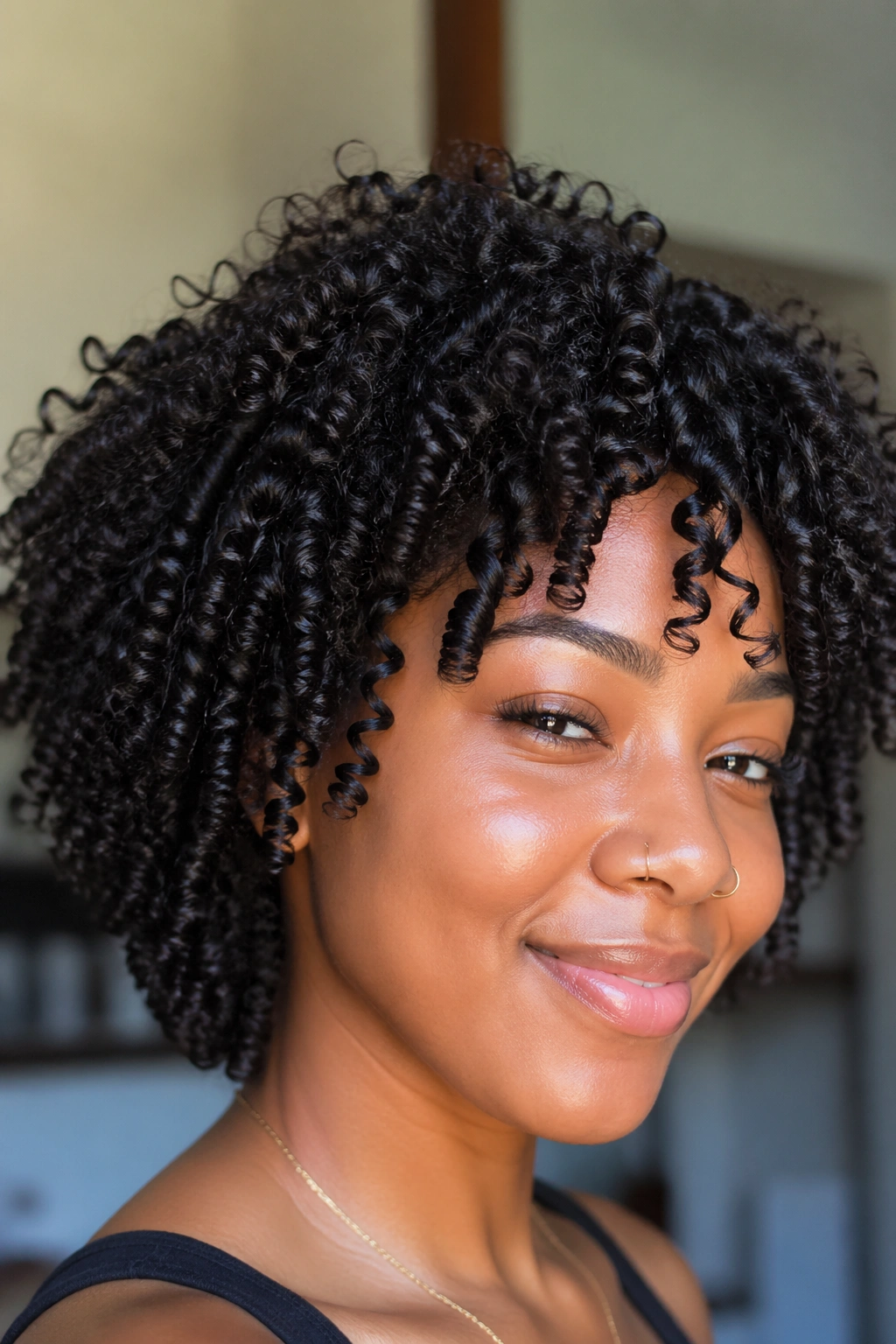 Close up of S curls after wash and go