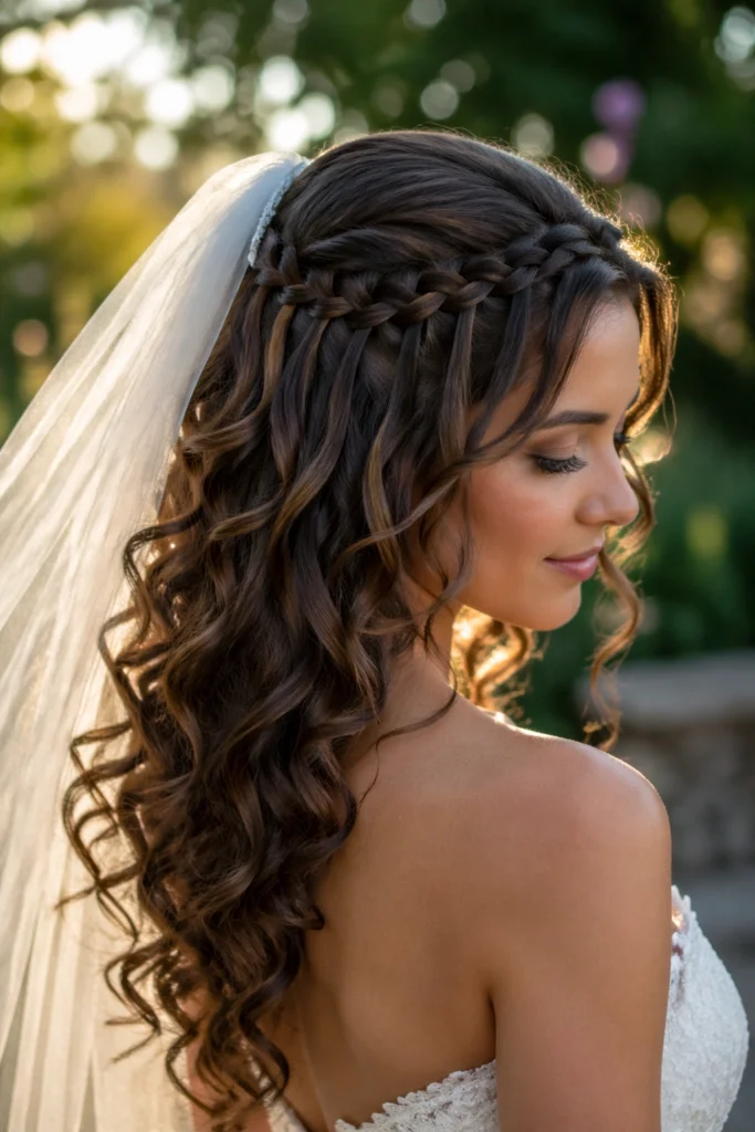 15 Curly Wedding Styles With a Veil