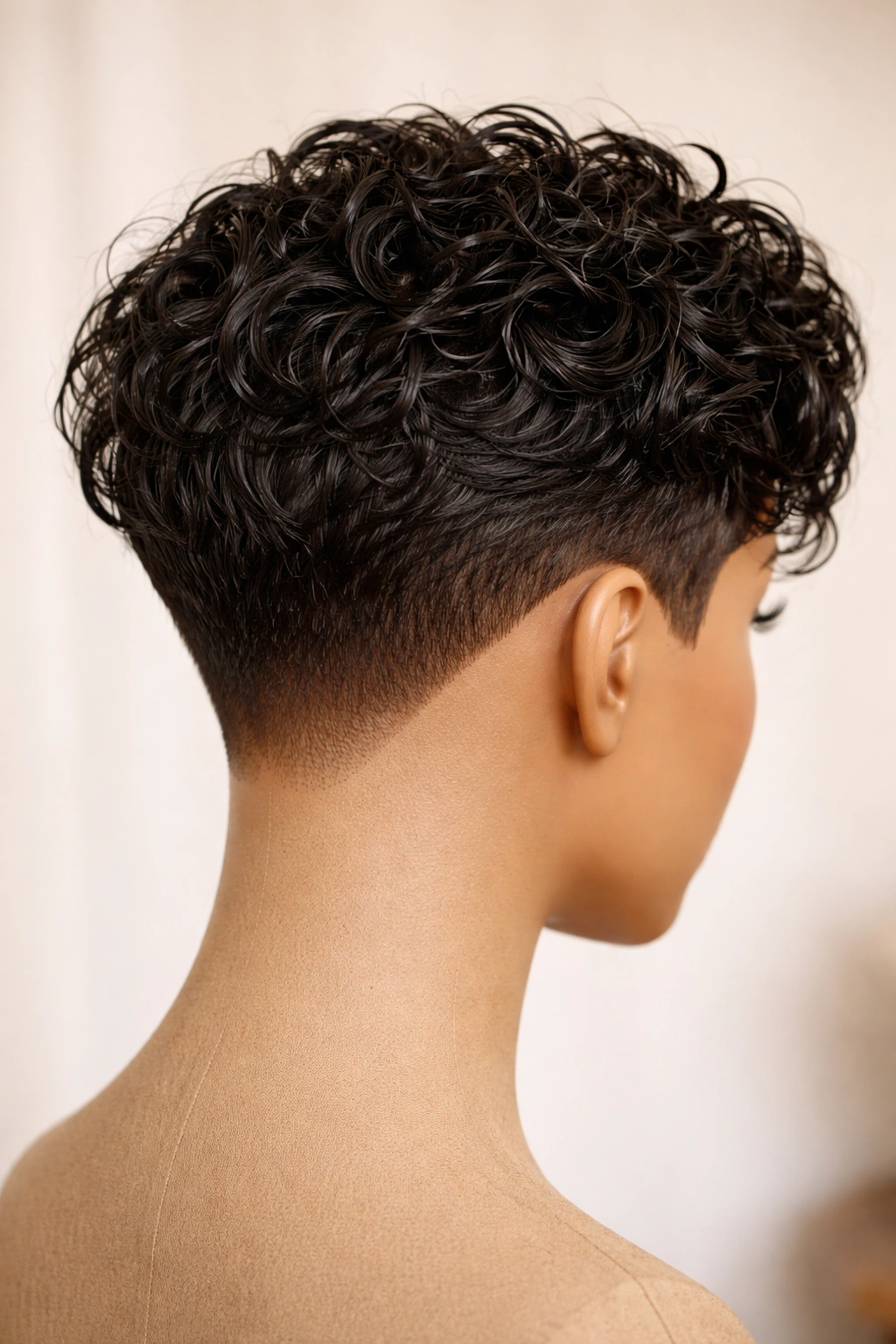 Wet-and-wavy undercut curly wig with damp-looking top curls