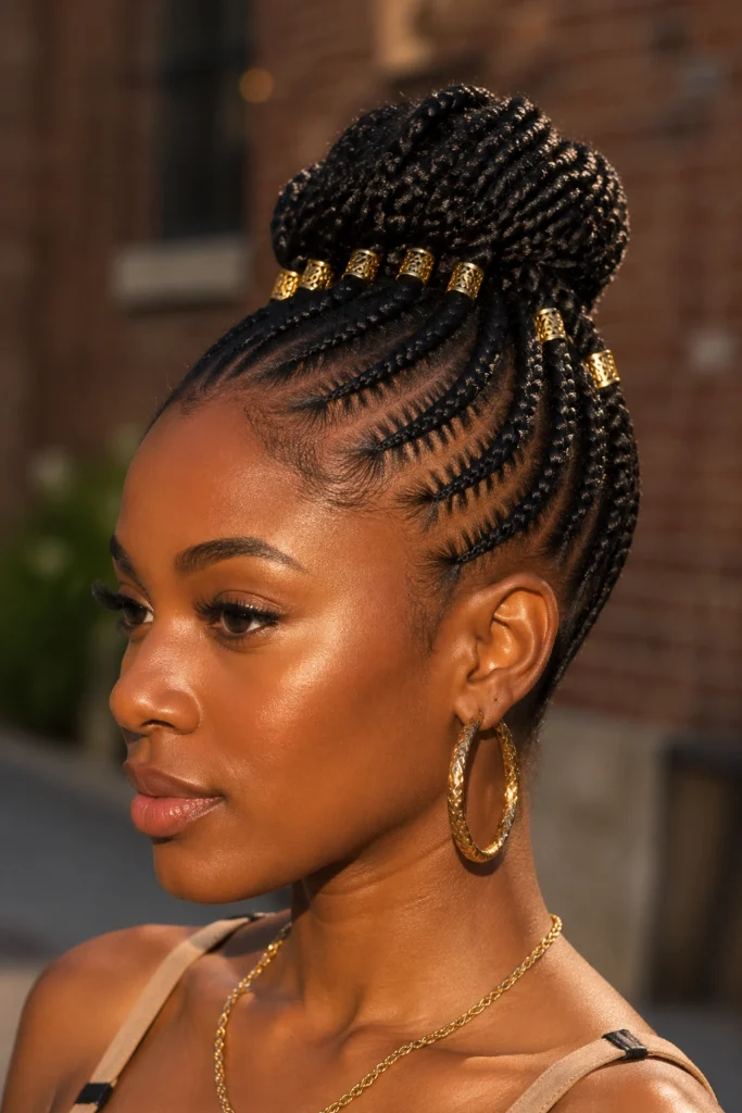 22 Cornrow Updos on Natural Hair