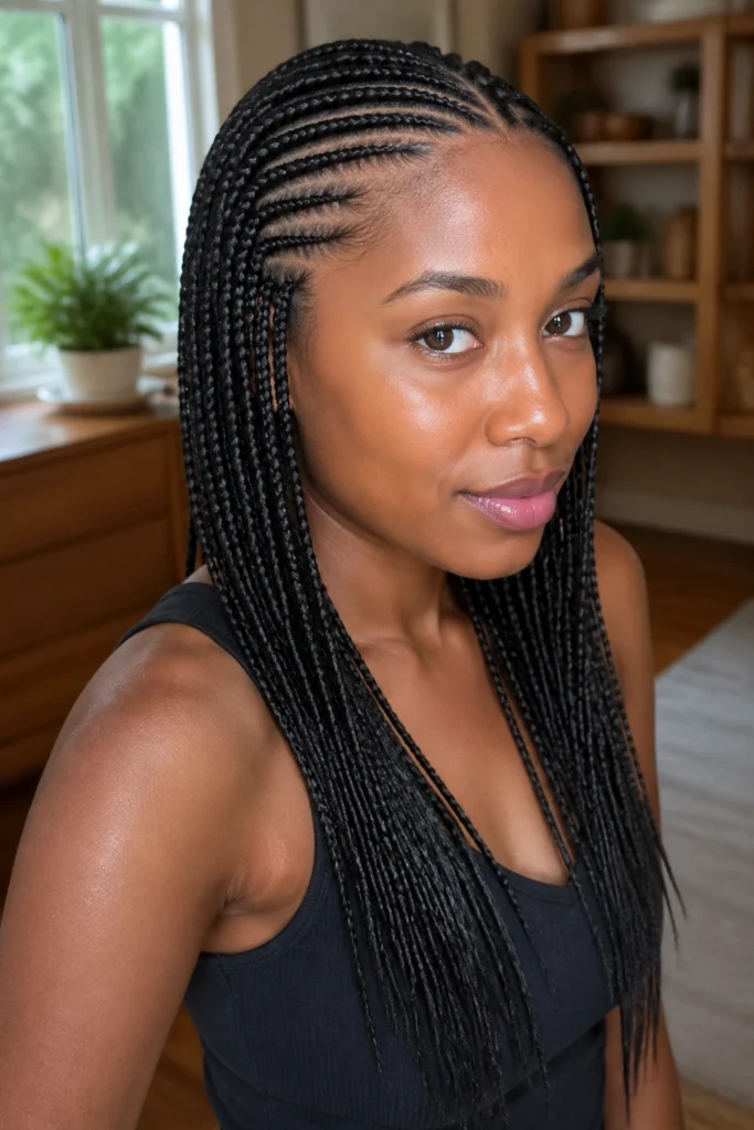 22 Small Straight Back Cornrows for Long Hair