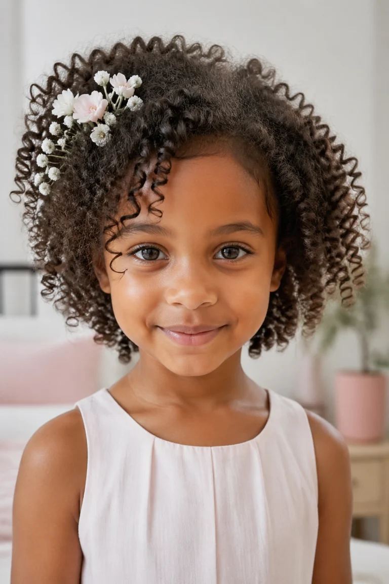 12 Flower Girl Hairstyles for Curly Hair